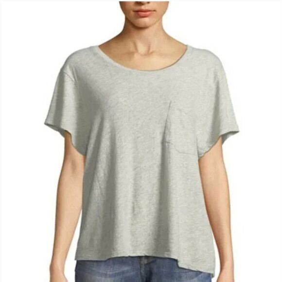 James Perse Grey Cropped Boxy Short Sleeve T-Shirt Size Large 3 NWOT - Picture 2 of 8